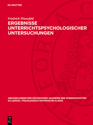 cover image of Ergebnisse unterrichtspsychologischer Untersuchungen